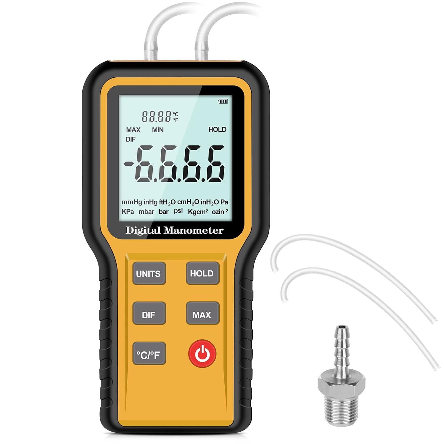 Manometer, Professional Air Pressure Meter, Dual-Port HVAC Digital Manometer Gas...