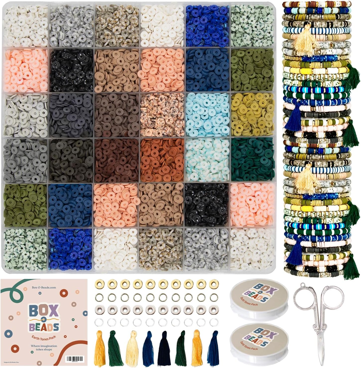 Box-O-Beads, 6000 pcs Polymer Clay Heishi Beads for Bracelet & Jewelry Making, D...