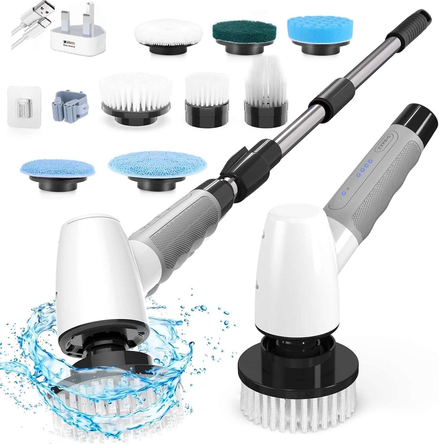 Electric Spin Scrubber,Cleaning Brush Scrubber for Home,400RPM/Mins-8 Replaceabl...