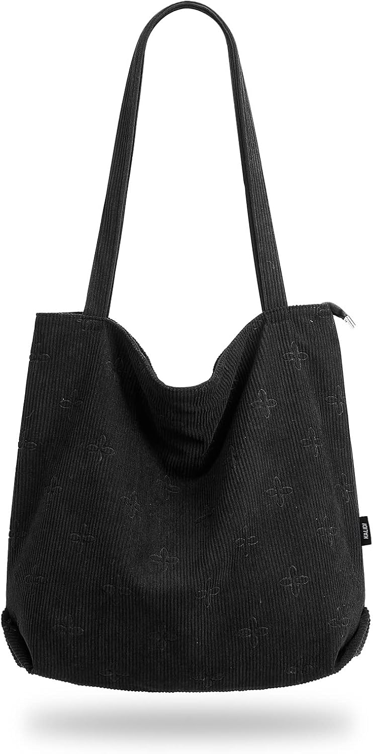 KALIDI Thicken Corduroy Totes Bag Extra Large Capacity Handbags Shoulder Bags wi...
