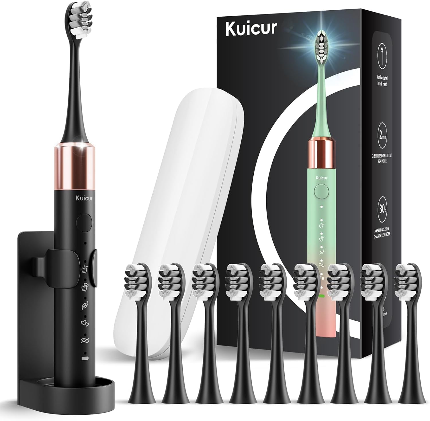 Sonic Electric Toothbrush for Adults and Kids, Comes with 10 Brush Heads & Trave...