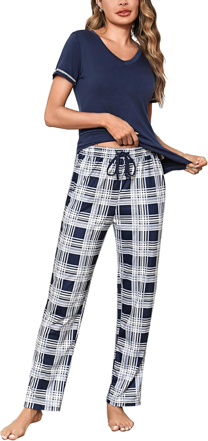Litherday Women's Pyjamas Set Short Sleeve Cotton Pjs Loungewear Soft Nightwear...