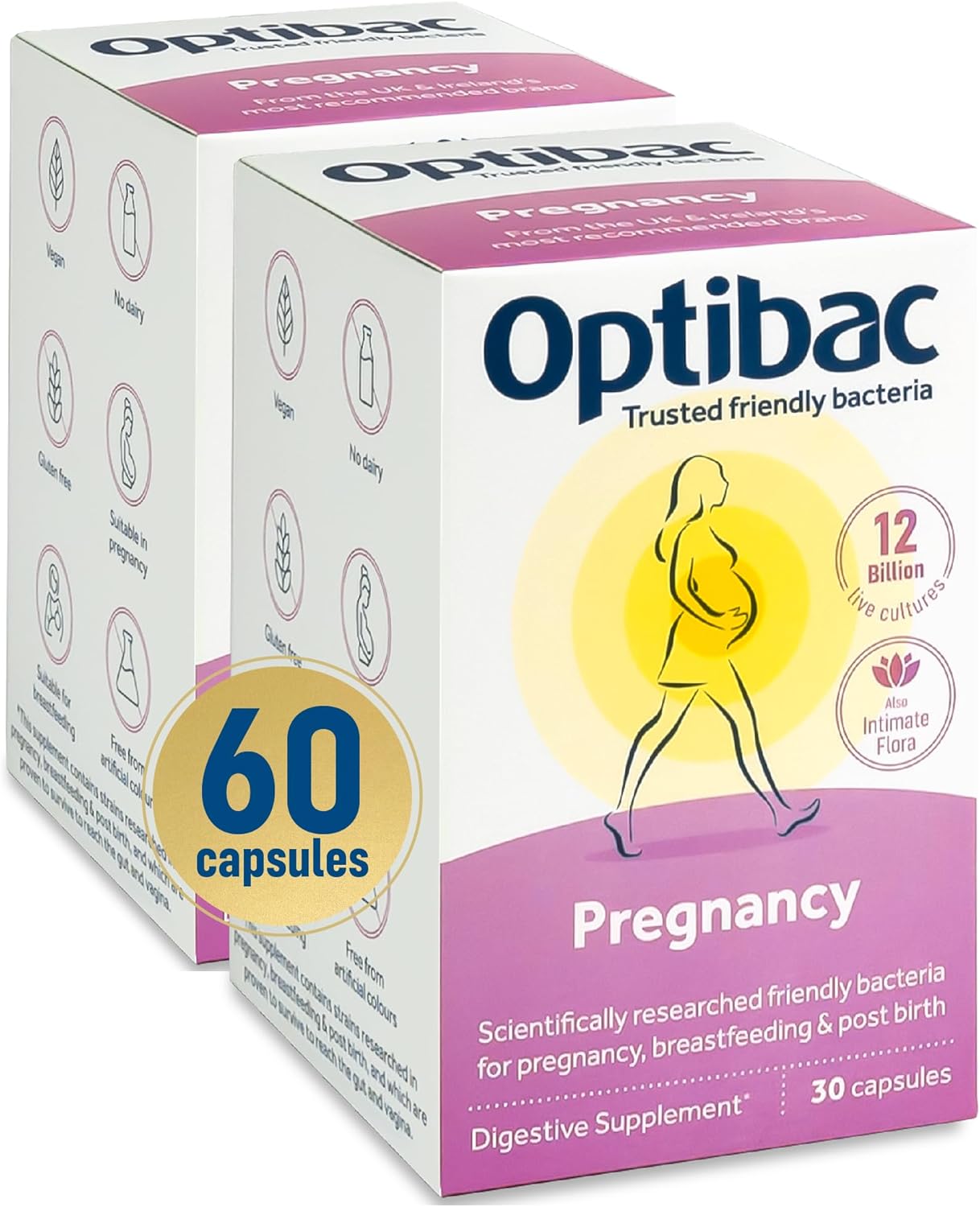 Optibac Probiotics Pregnancy - 12 Billion CFU & FOS Fibres, Vegan Probiotic Supp...
