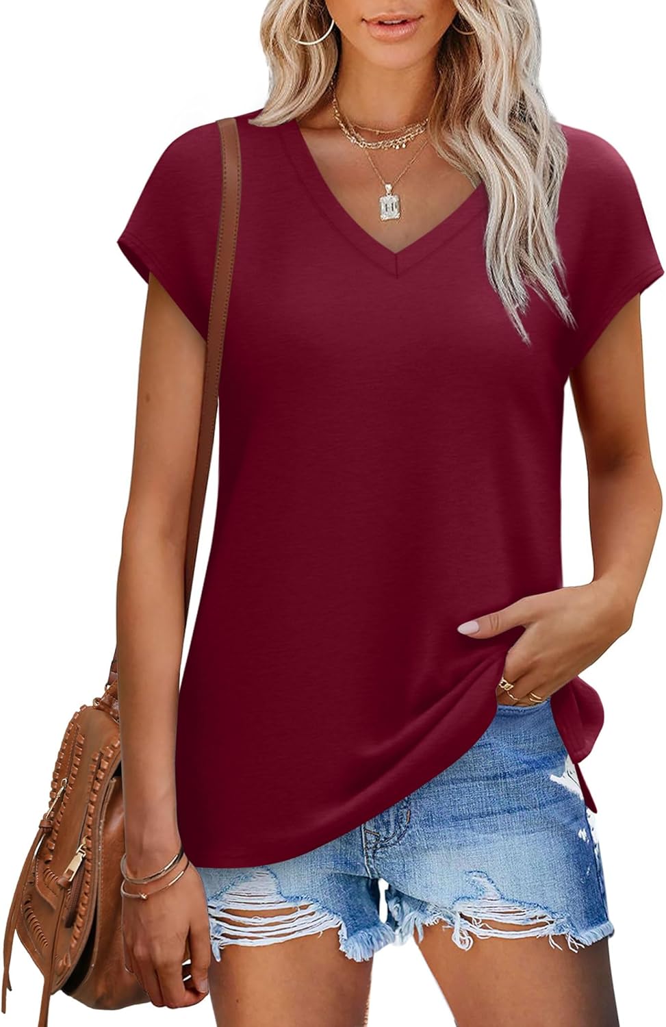 Trendy SAMPEEL Women's Summer Tops, Special Cap Sleeve Tank Tops V Neck, Stylish...