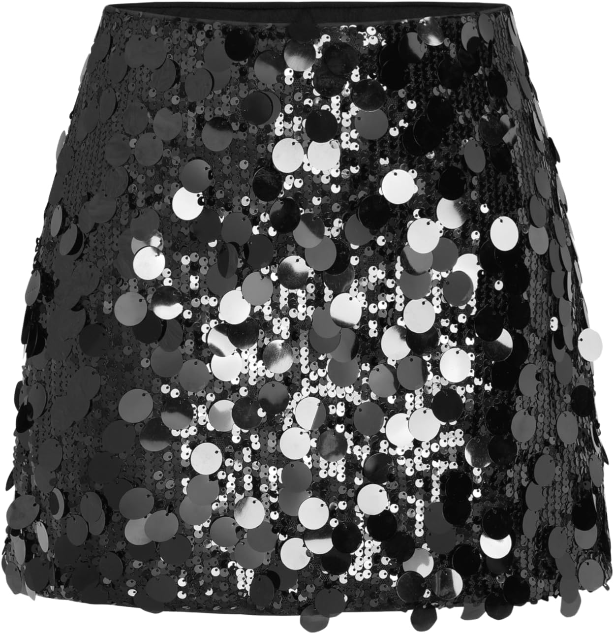 CIDER Sequin Mid Waist Mini Skirt X-Small Black