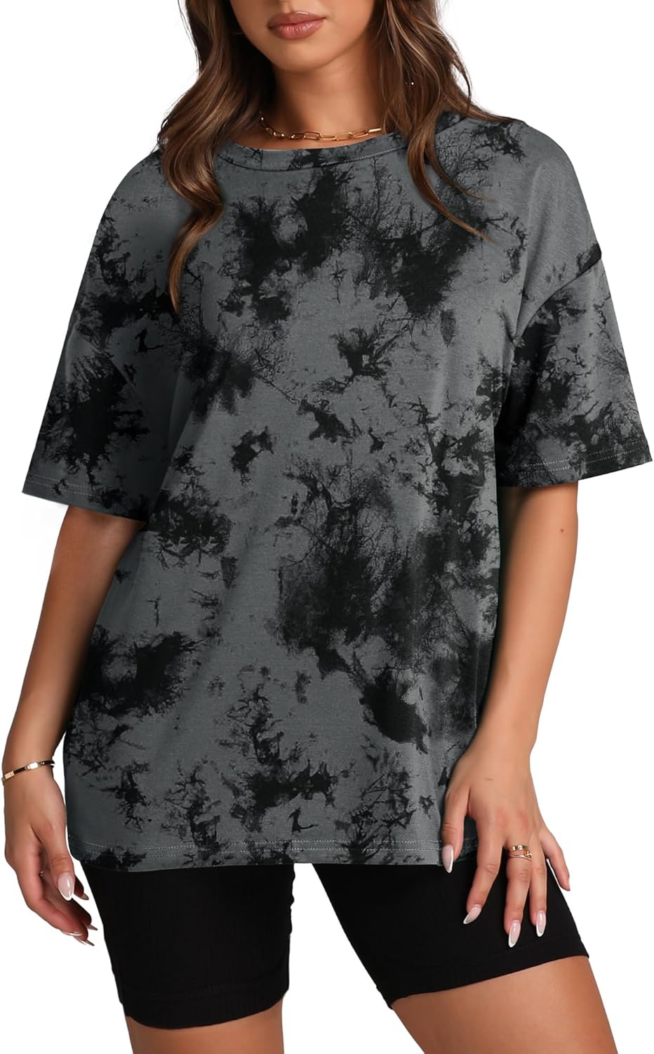 Oversized T Shirts for Women Summer Crewneck Short Sleeve Basic Tops Loose Fit G...