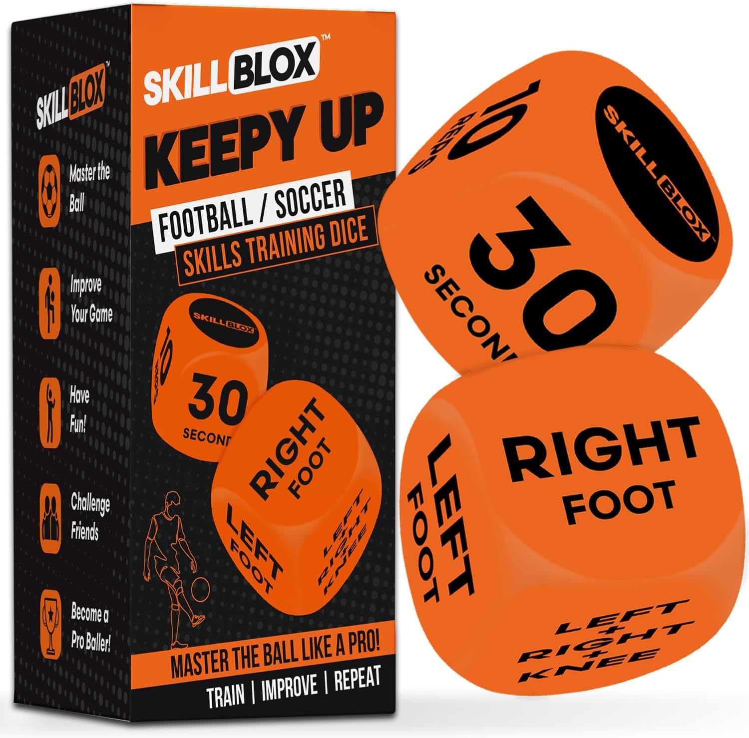 SKILL BLOX Football Keepy Up Training Dice (2 pcs) - Gifts for Boys and Girls -...