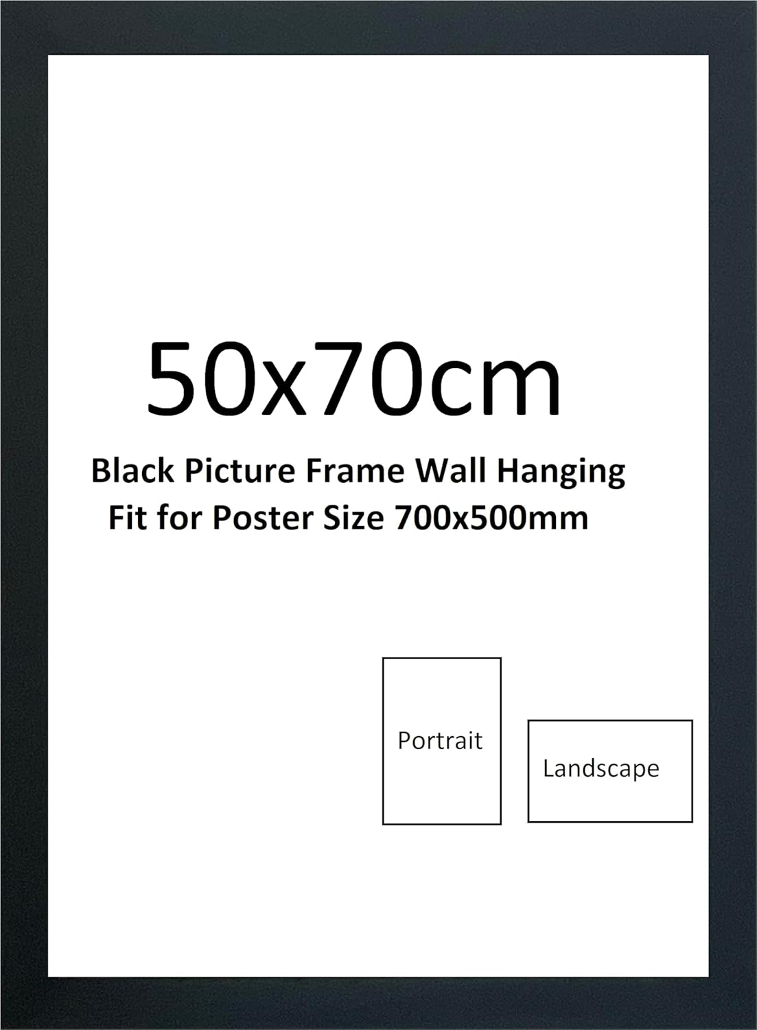 DECORO 50x70cm Black Frame - 500 x 700 mm Wooden Photo Frame - Large Black Pictu...