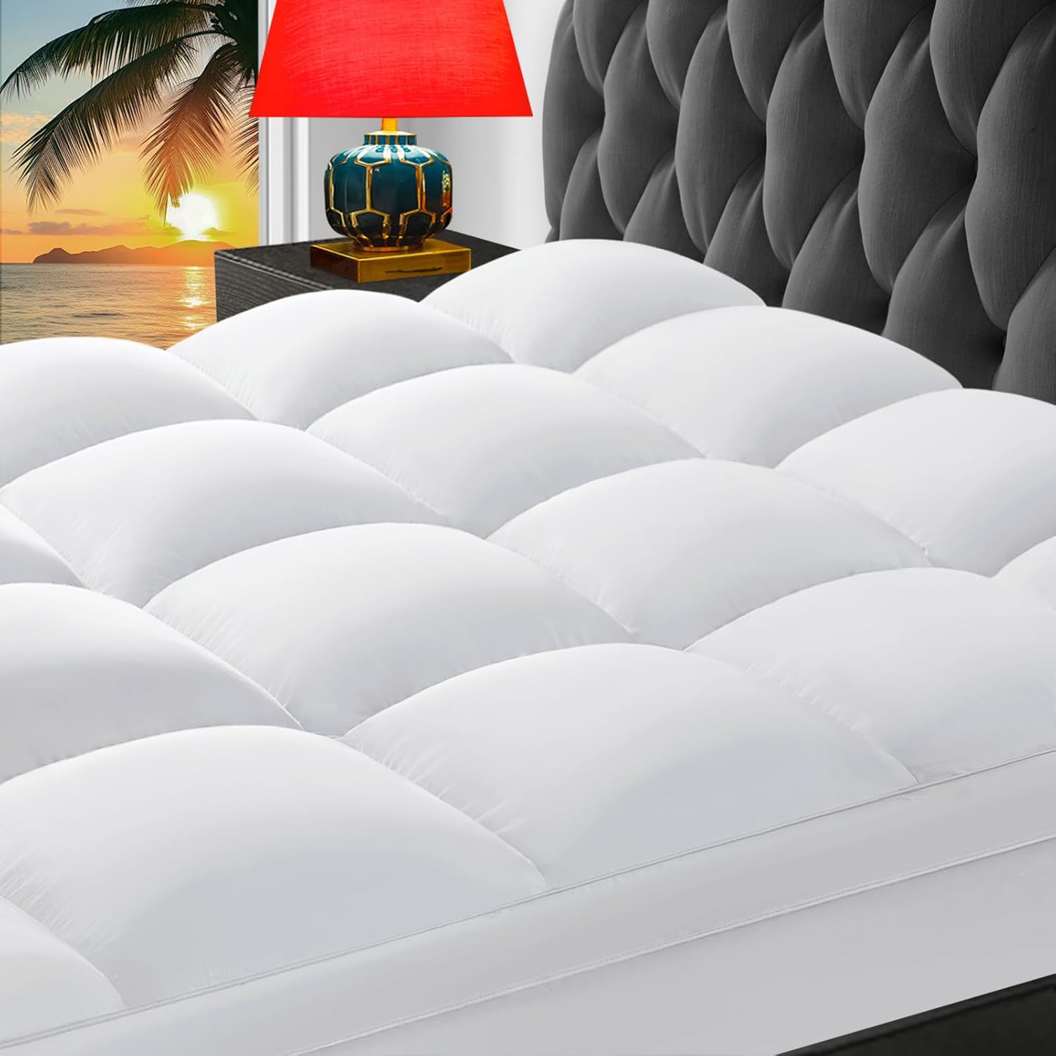 CHOKIT Luxury Soft 5D Spiral Fiber Full Mattress Topper, Extra Thick Mattress Pa...