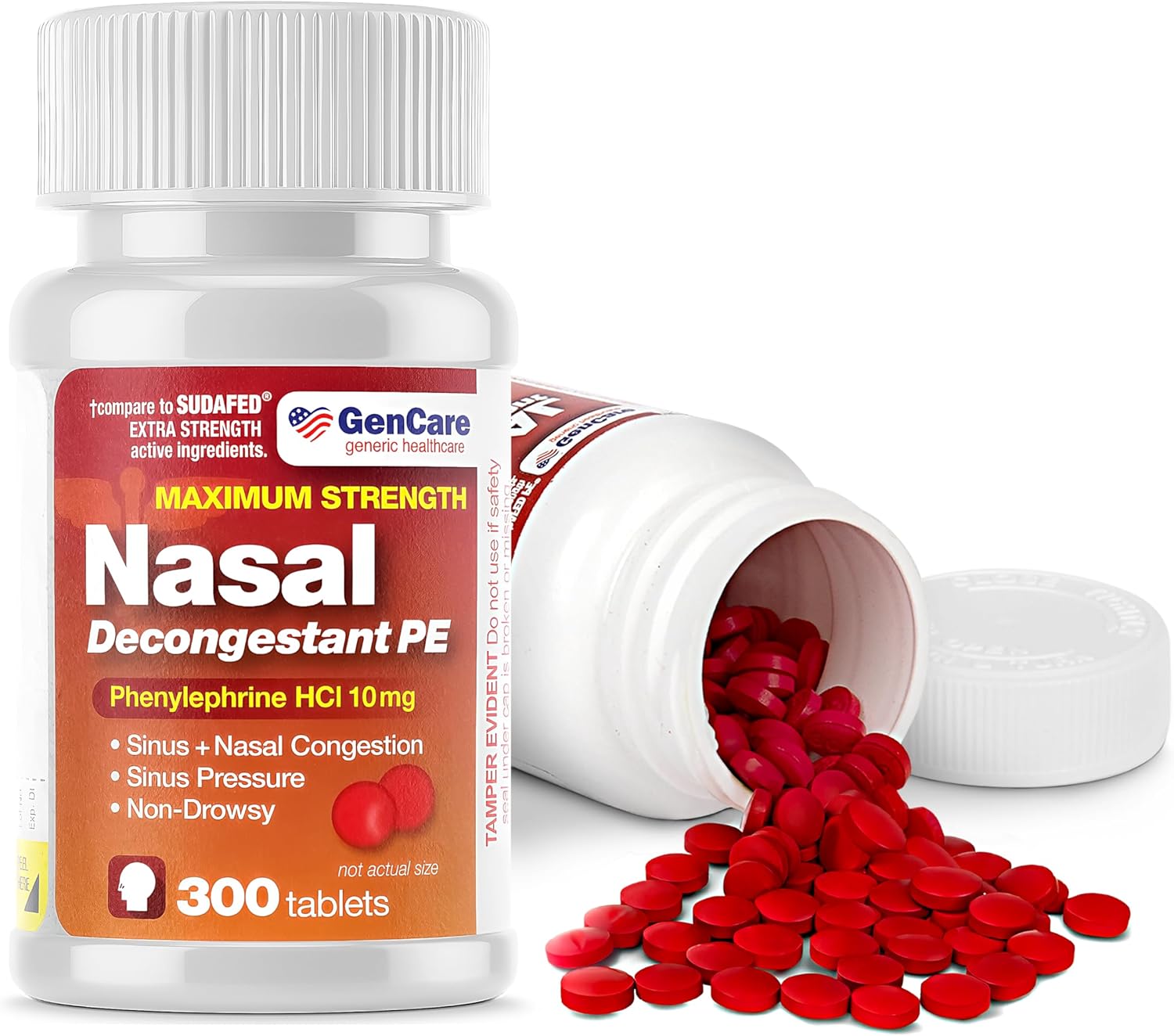 GenCare - Nasal Decongestant (10mg Tablets) Phenylephrine HCl (300 Tablets Per B...