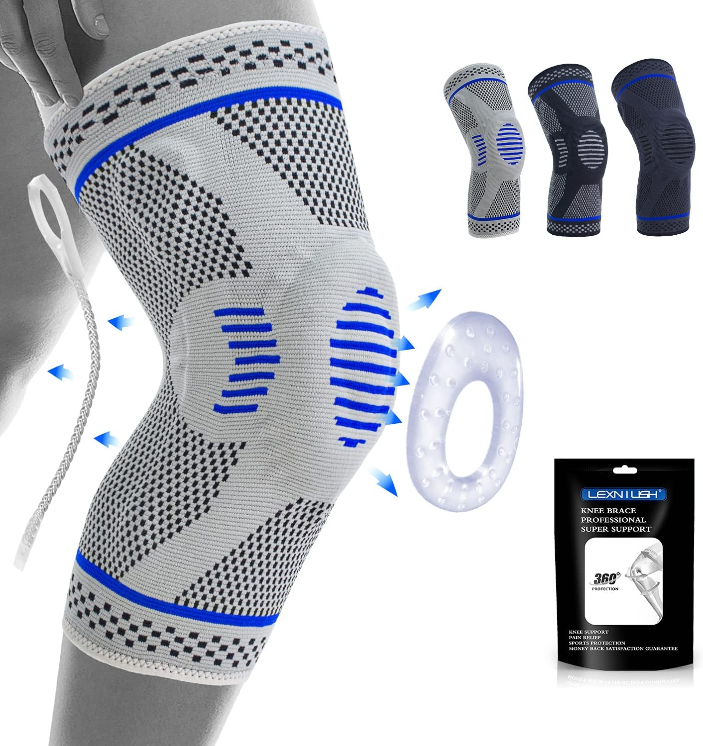 Professional Knee Support for Men/Women, Anti Slip Knee Brace Compression Sleeve...