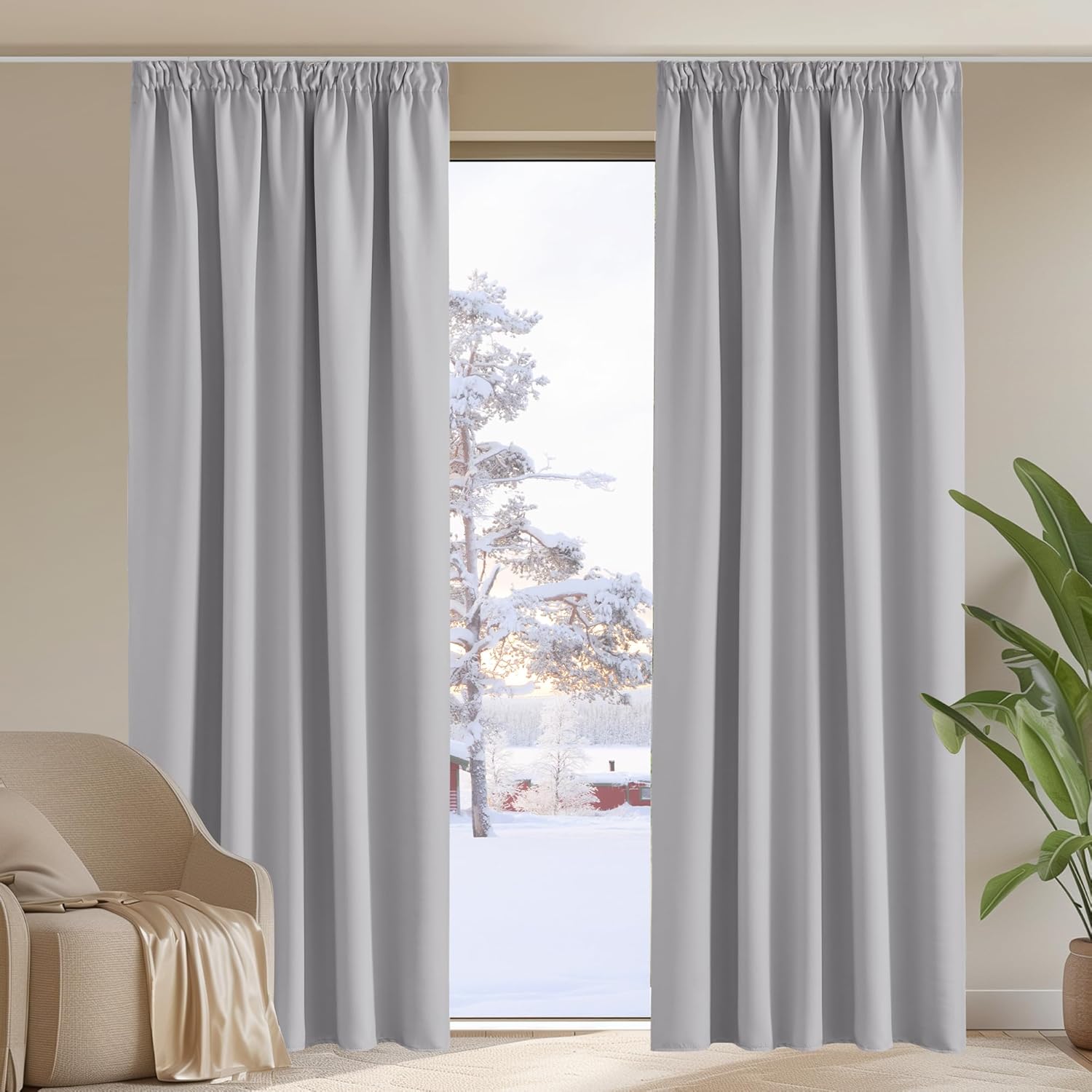 Premium PONY DANCE Pencil Pleat Door Curtain, High-Quality Blackout Curtains for...