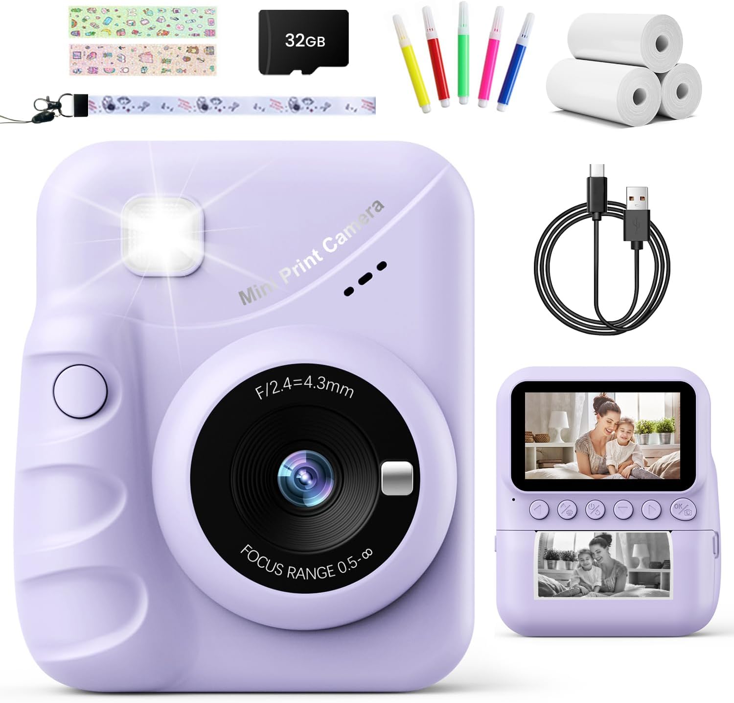 TIATUA Kids Camera Instant Print, 3.0" HD Screen 48MP Instant Camera for Kids wi...