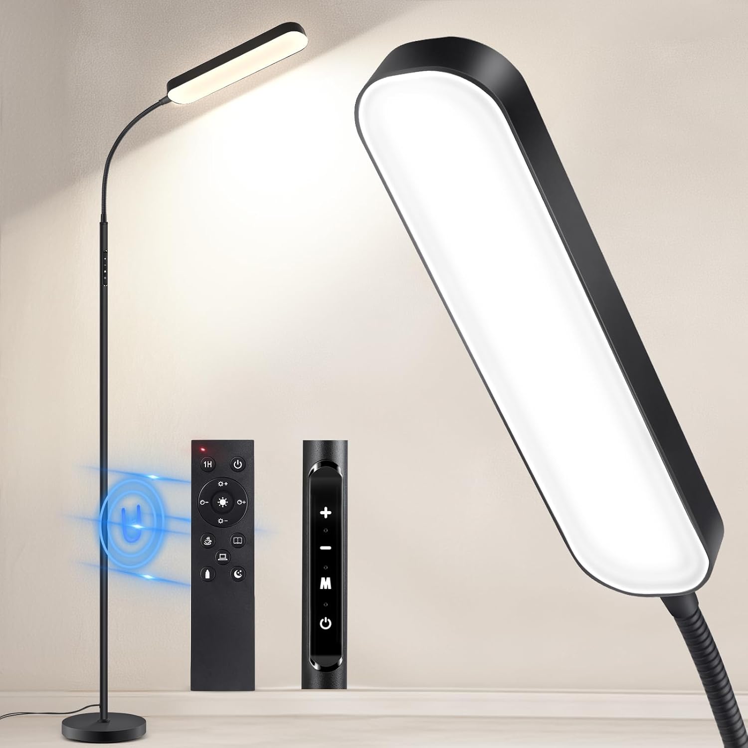 OUTON LED Floor Lamp 15W 1500LM, Dimmable Adjustable Modern Standing Light with...