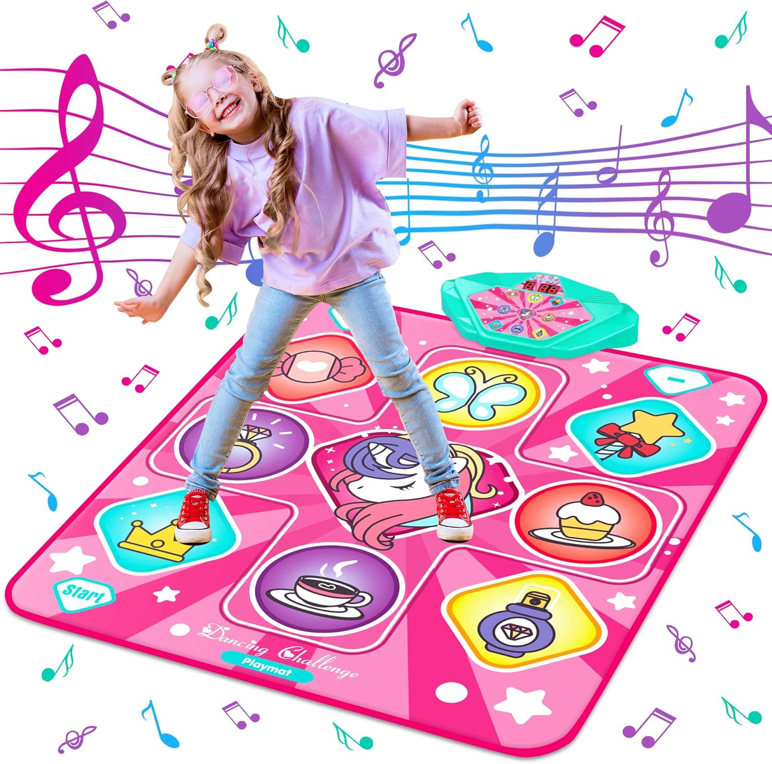 FHNSEL Unicorn Dance Mat,Light Up Dance Pad,Kids Musical Dance Play Mat with Lig...