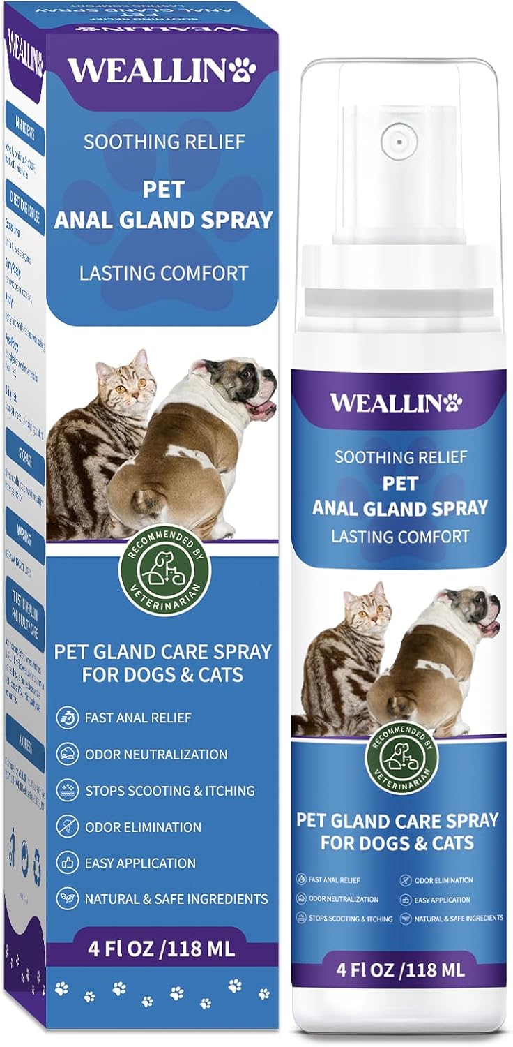 WEALLIN Anal Gland Spray for Dogs Cats - Fast Anal Gland Relief Stops Scooting &...