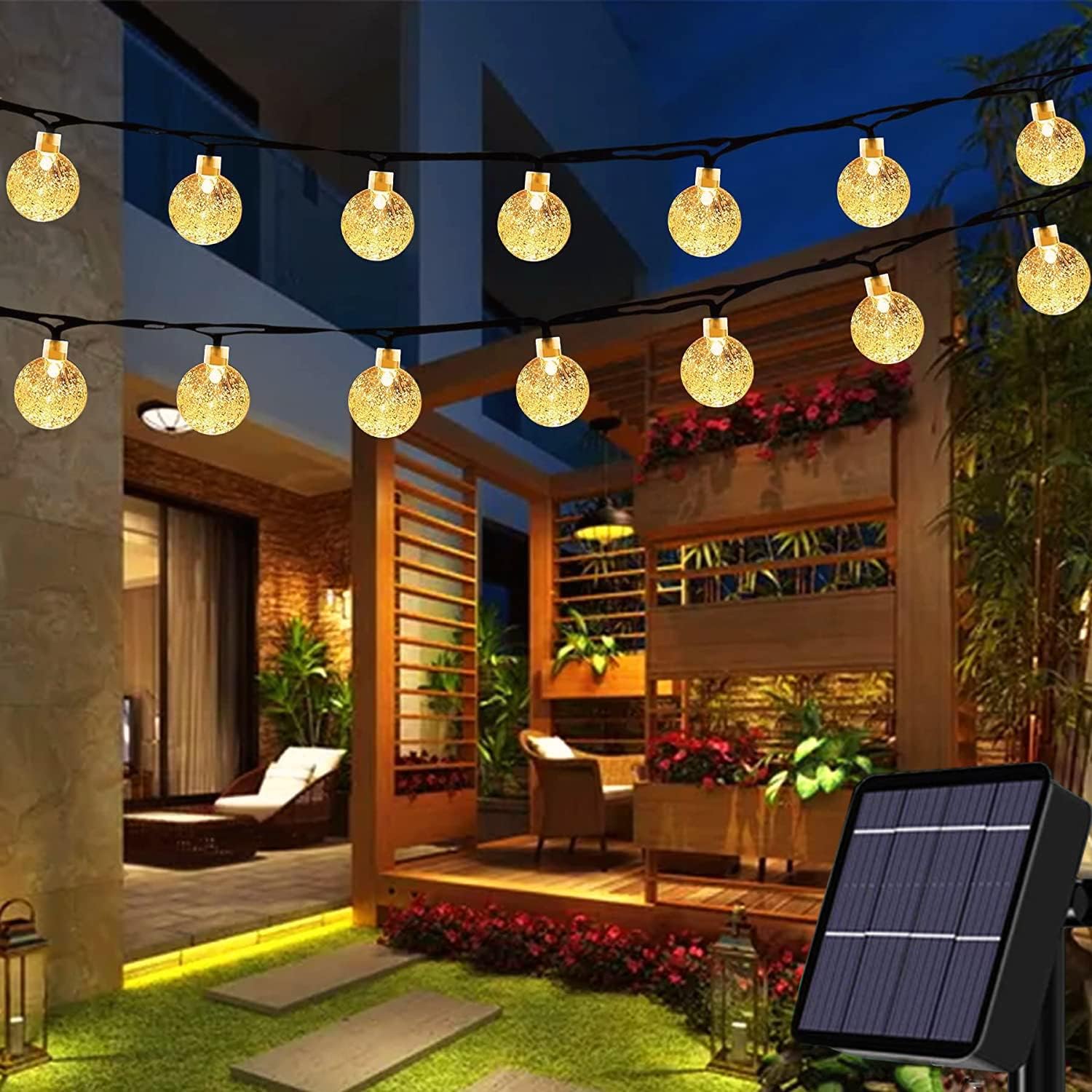 Useber Solar Garden Lights - 24Ft 50 LED Crystal Globe Fairy Lights for Home, Ga...