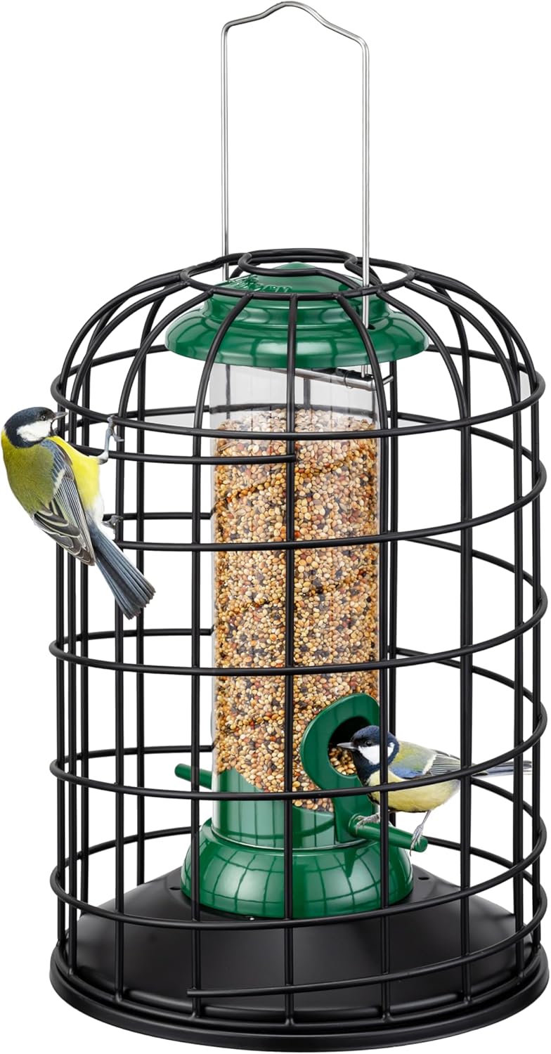 iBorn Squirrel Proof Bird Feeder with Squirrel, Pestoff Hanging Wild Bird Seed F...