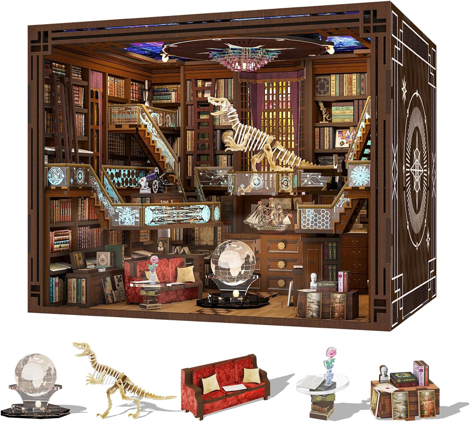 Minicity Book Nook Kit, DIY Miniature Dollhouse Booknook Kit, 3D Wooden Puzzle B...
