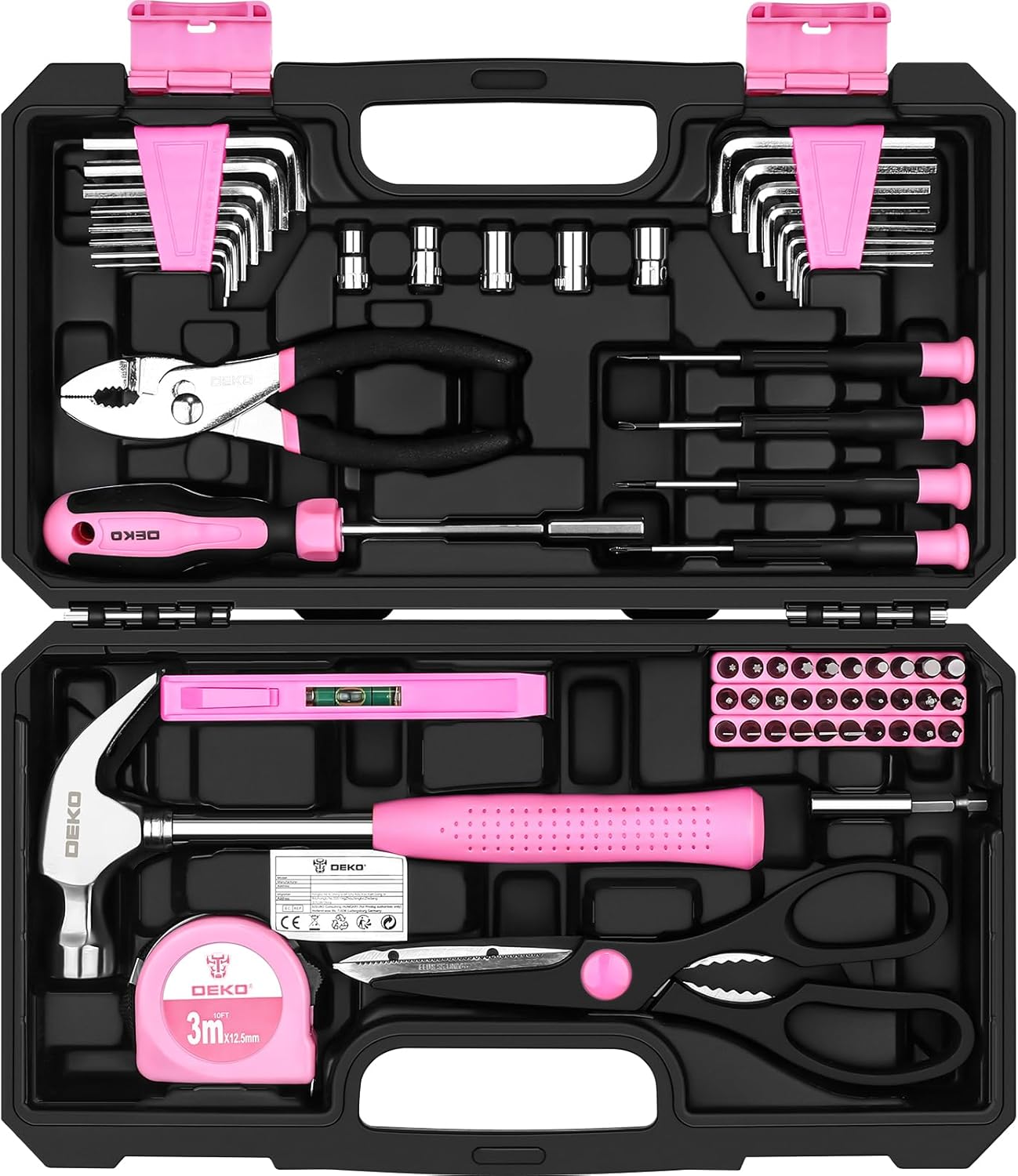 Pink Tool Kit：DEKO Tool Set, Pink Hand Tool Kit DIY for Women 62 Pieces, Ladies...