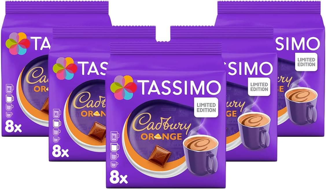 Tassimo Cadbury Orange Hot Chocolate Pods x8 (Pack of 5, Total 40 Drinks)