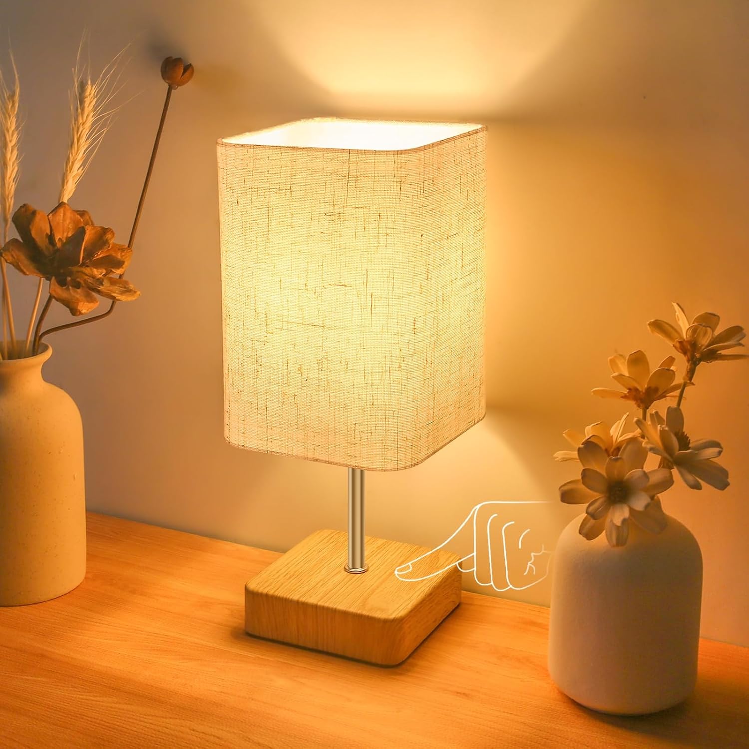 Jayencer Touch Control Table Lamp,Dimmable Touch Control Nightstand Lamp,Small T...