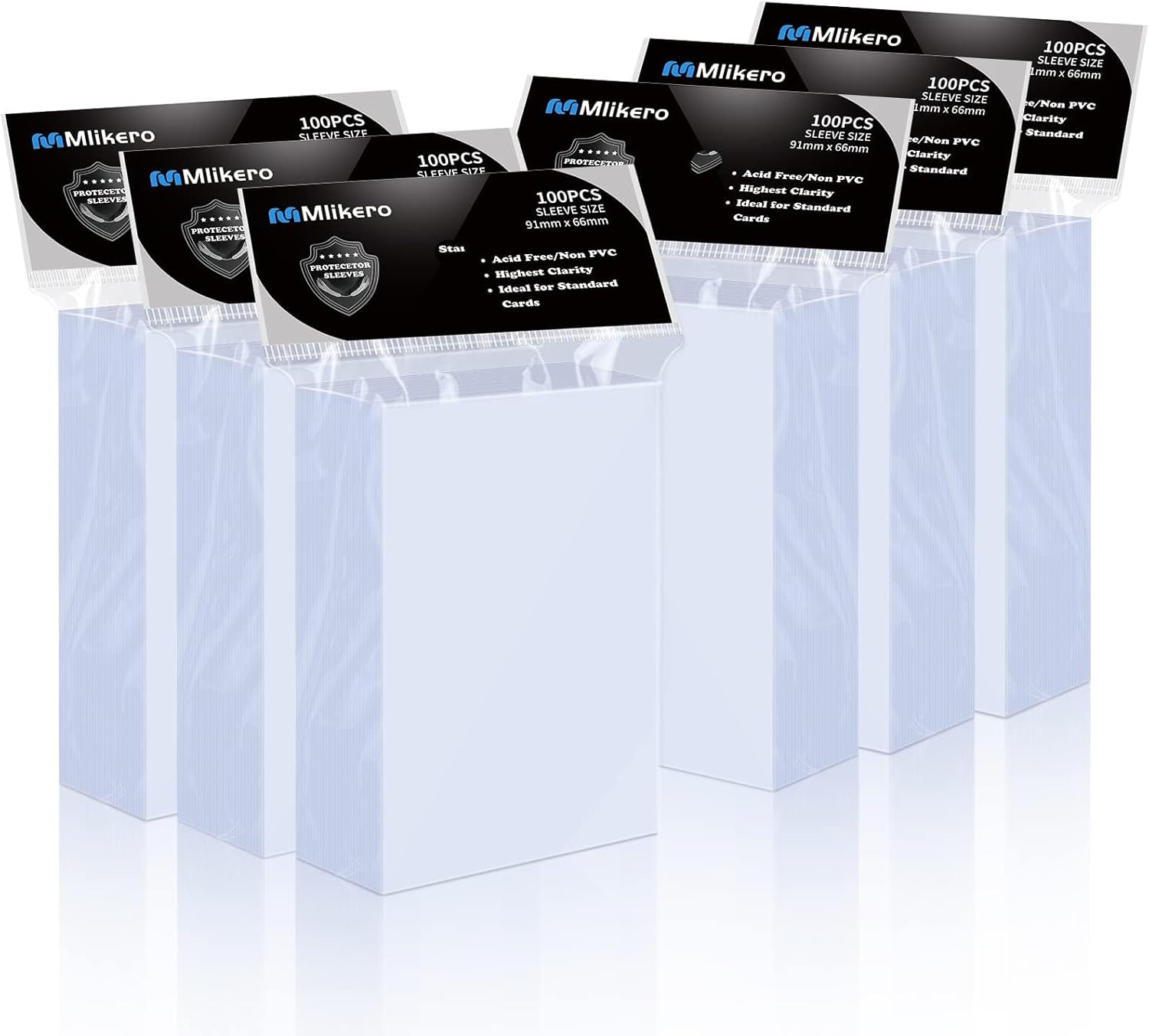 Mlikero 600 Pcs Clear Sleeves, Standard Size, Sturdy Trading Cards Protector Fit...