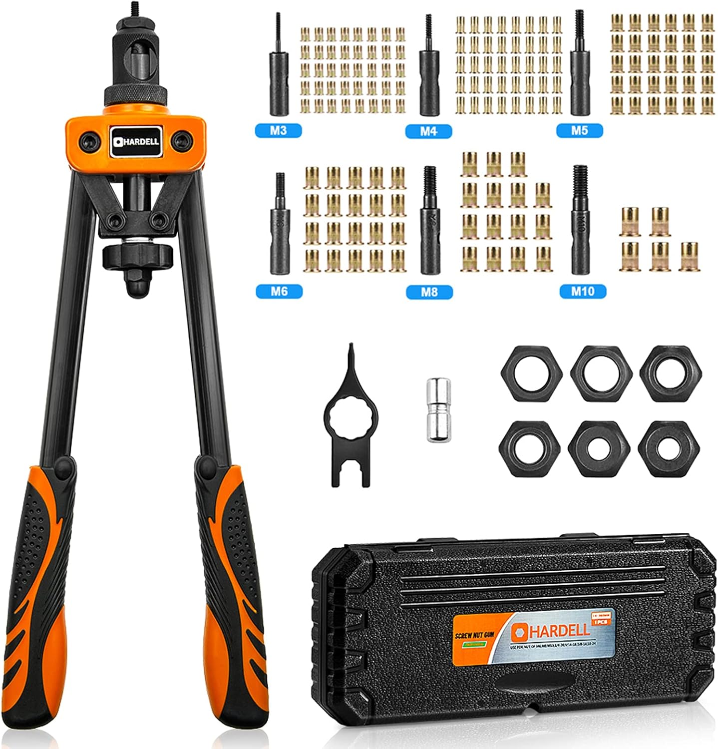 HARDELL Rivet Tool Kits, Rivet Nut Pliers Set, 14" Heavy Duty Hand Rivnut Gun wi...