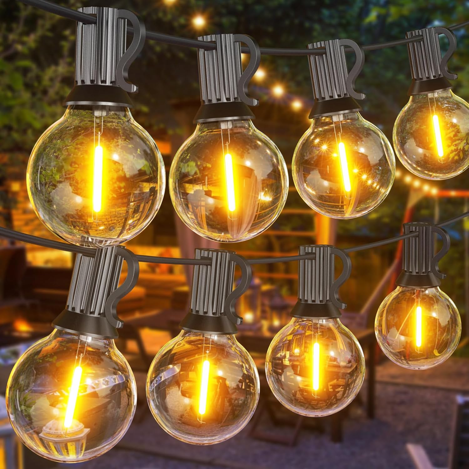SUWIN Outdoor String Lights Mains Powered, 60FT G40 LED Festoon Lights Outdoor,...