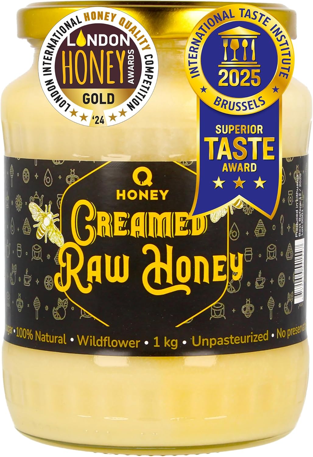 Officially Recognized Top 1 Honey 2025 – Soft, Raw & Whipped Wildflower 1kg, Win...