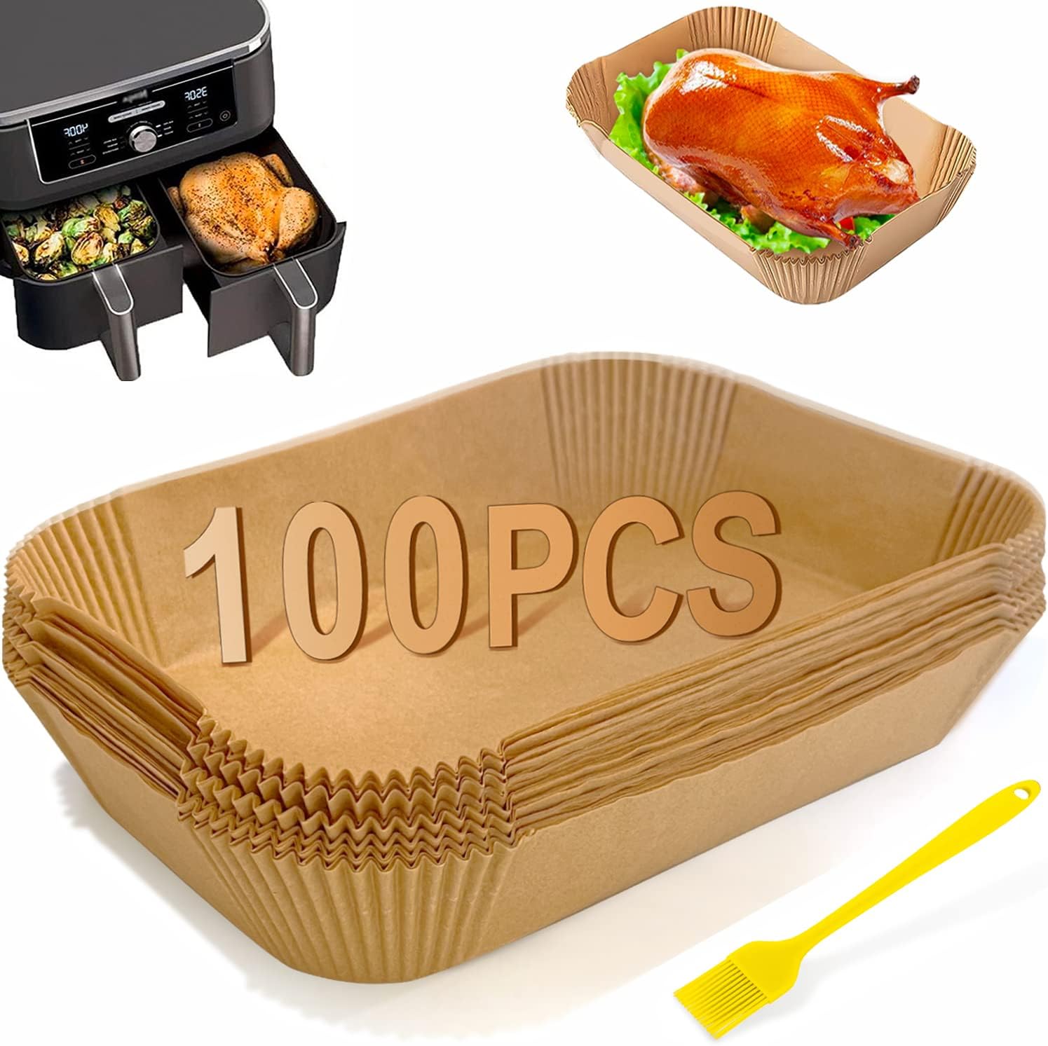 FEEZOM Air Fryer Disposable Paper Liners, 100PC Li...