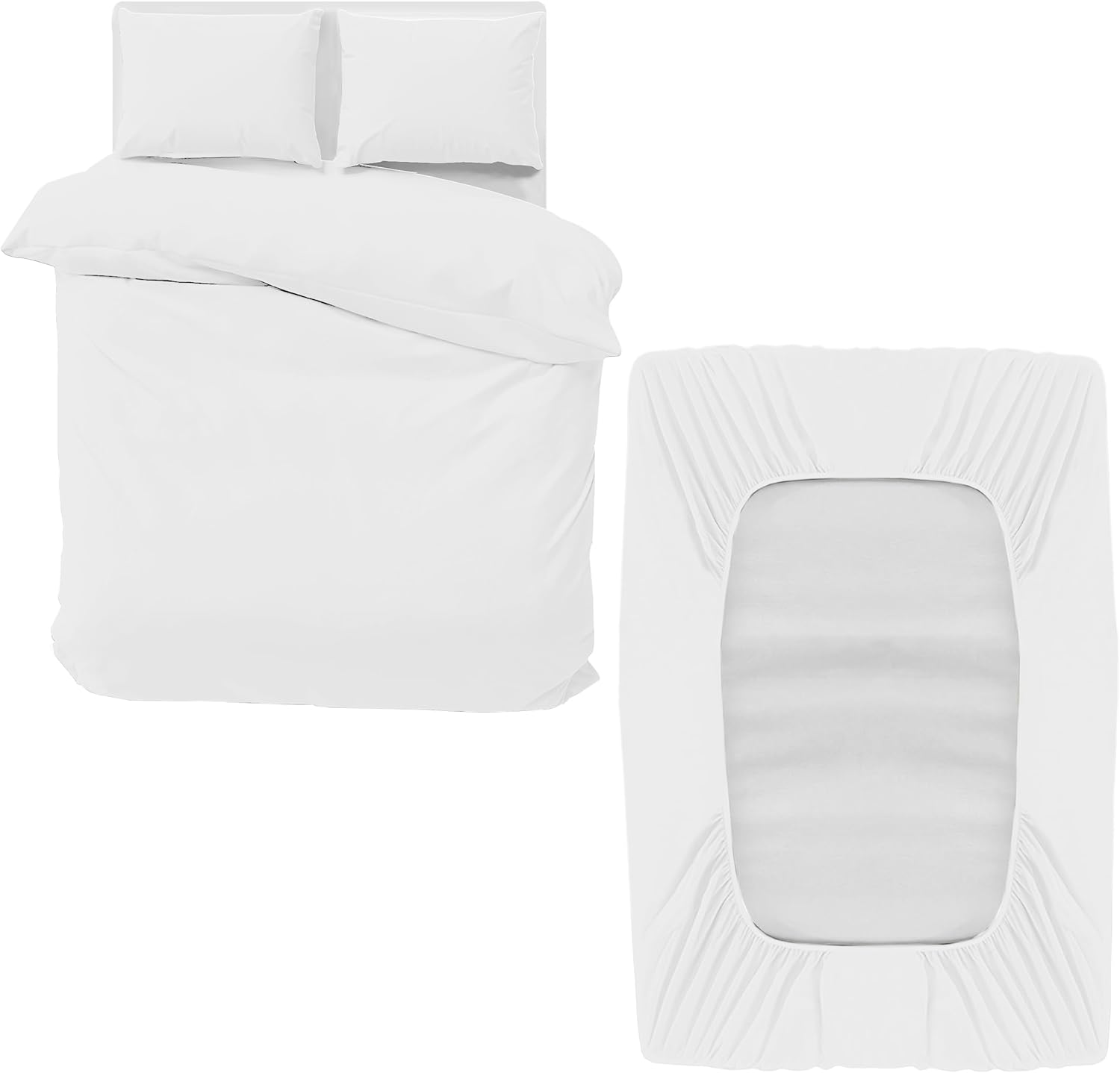 MOONLIGHT20015 Double Bedding Set 4 Piece Duvet Cover Fitted Sheet with Pillow c...