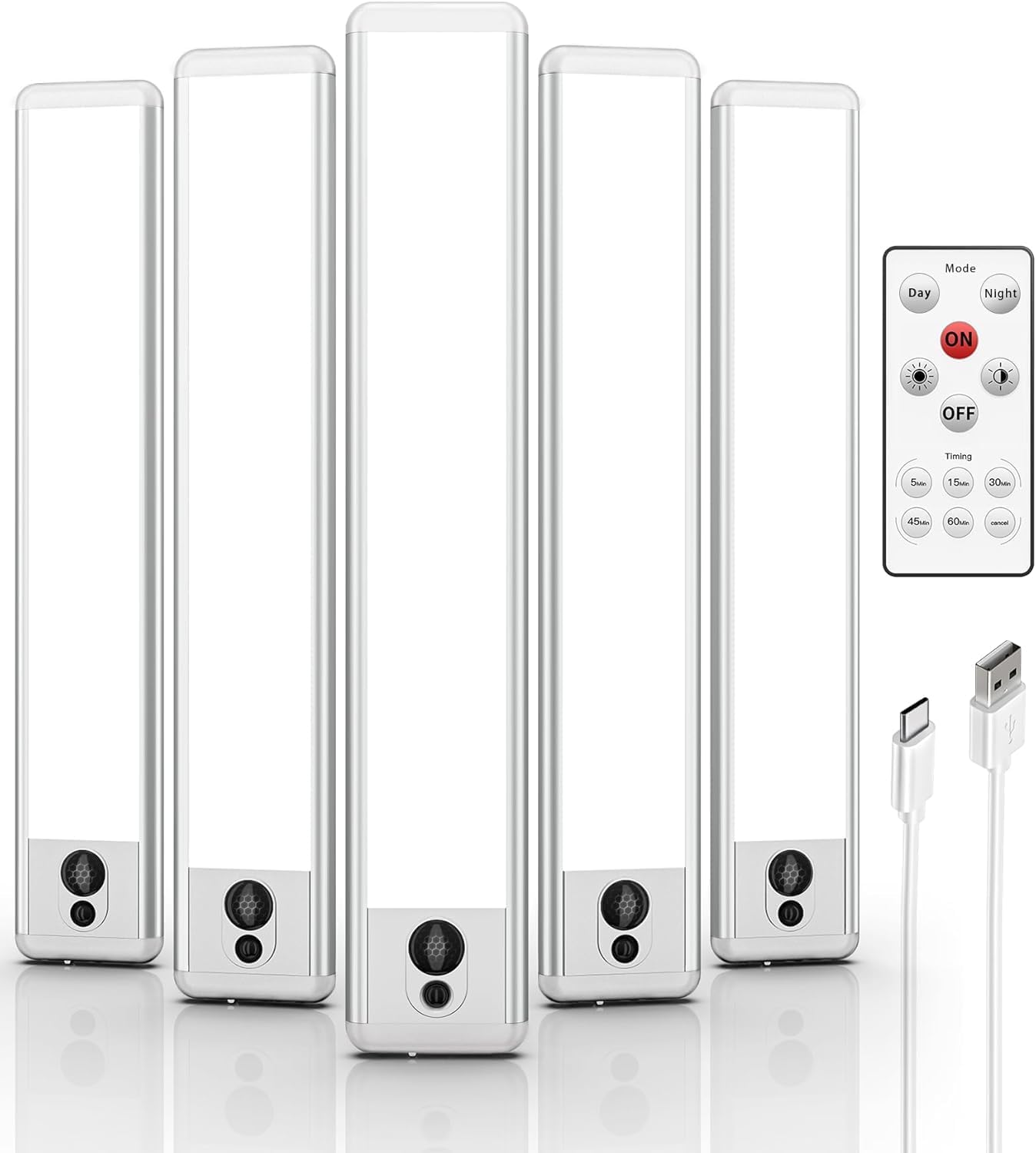 EZVALO Under Cabinet Kitchen Lights, 5 Pack of 5300K Dimmable Wireless Motion Se...