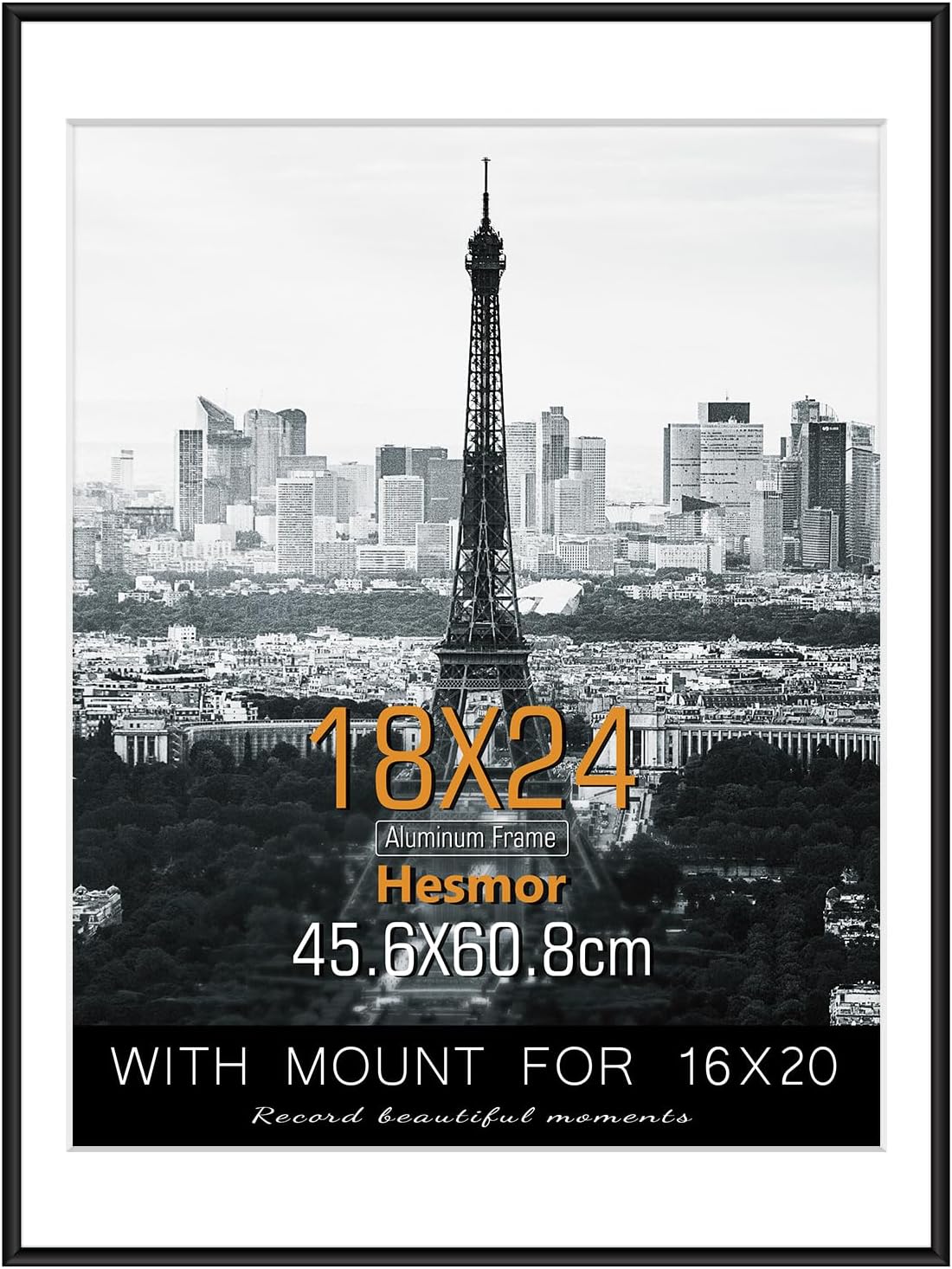 Hesmor 24x18 Inch Picture Frame Black Famlily Photo Frame Aluminum Acrylic with...