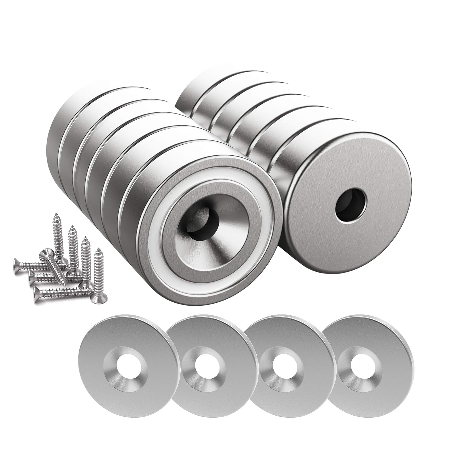 Magnetpro 12 Pieces Magnet 25 LB Force 20 x 7 mm with Countersunk Hole and Steel...