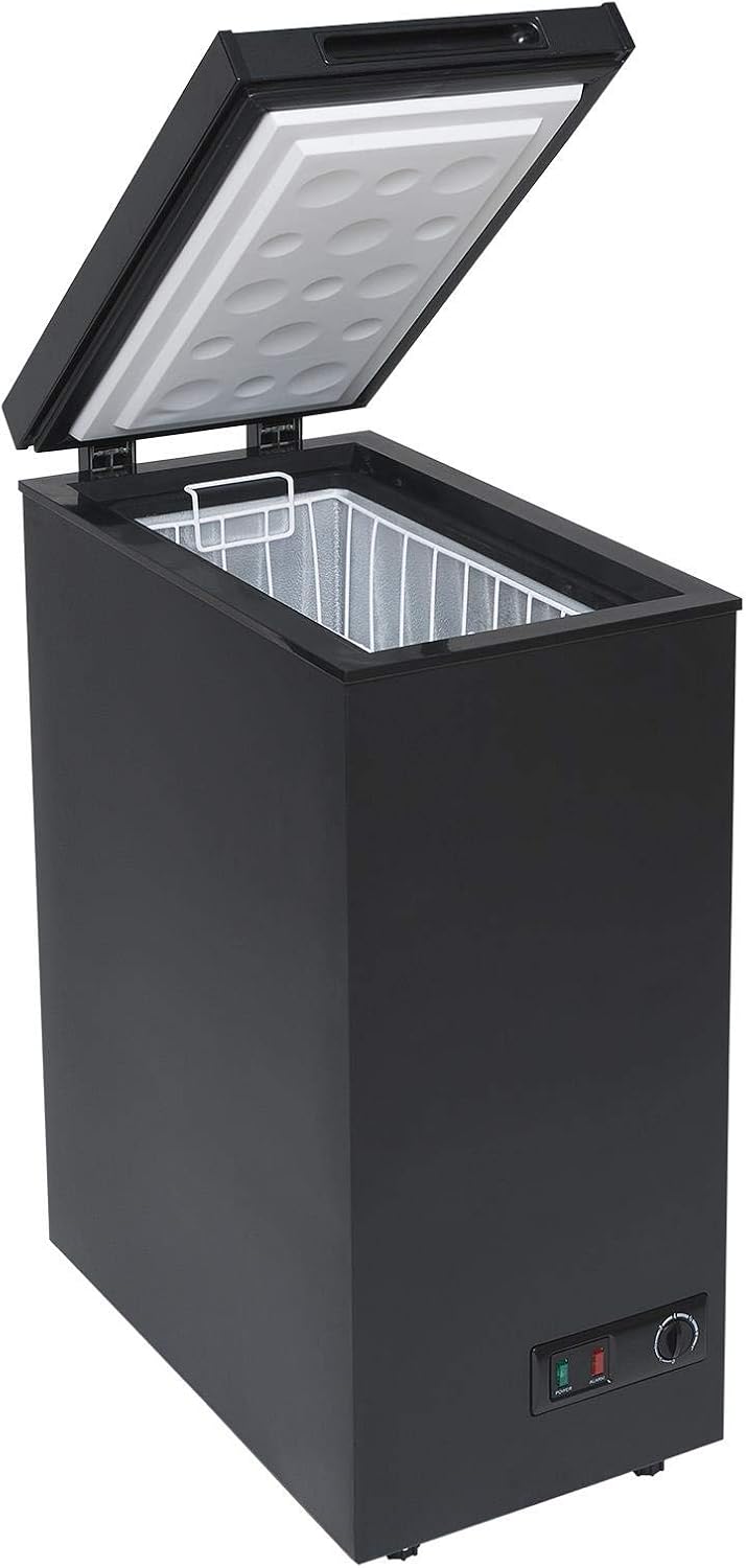SIA CHF60B Black Chest Freezer with Removable Wire Basket, 53L Slimline Compact...