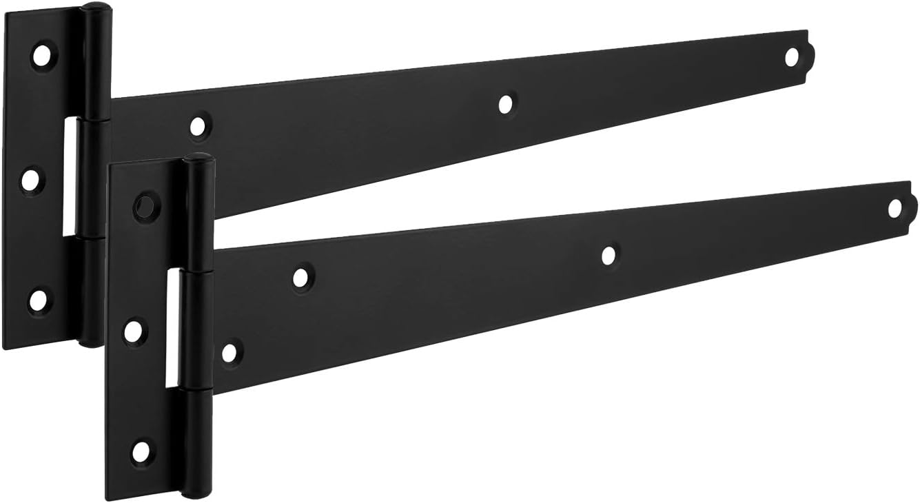 XFORT® 2 Pack 300 mm T-Hinge Black Japanned, Metal Tee Hinges with Weather Resis...