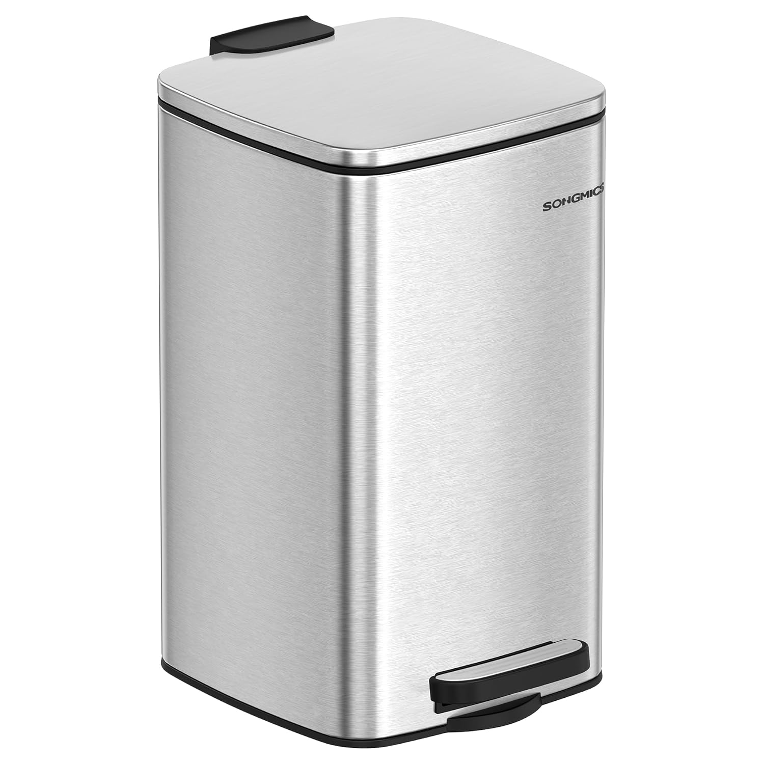 SONGMICS Bathroom Bin, 8L Small Bin, Pedal Toilet Bin for Small Spaces, Soft-Clo...