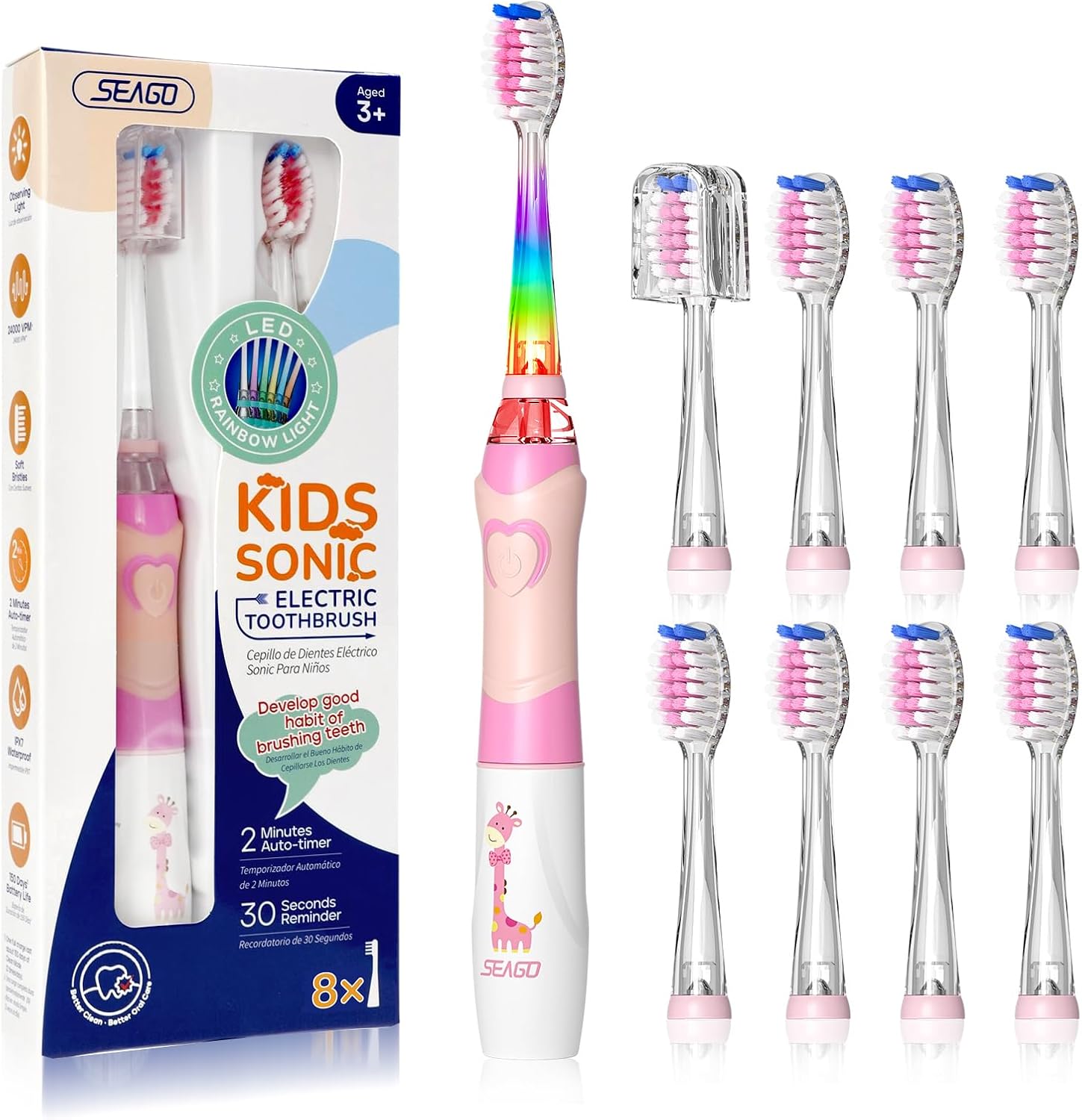 Seago Kids Electric Toothbrush 3-12, Childrens Battery Toothbrush with Colorful...
