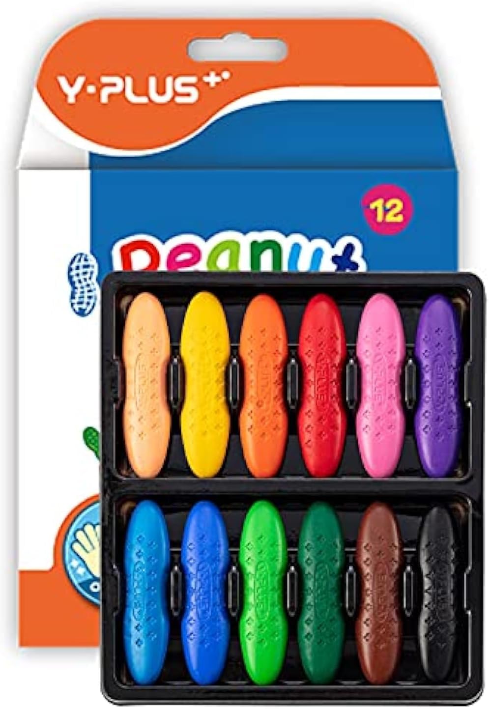YPLUS Peanut Crayons for Toddlers, 12 Colors Non-Toxic Kids Ages 2-4, Easy to Ho...