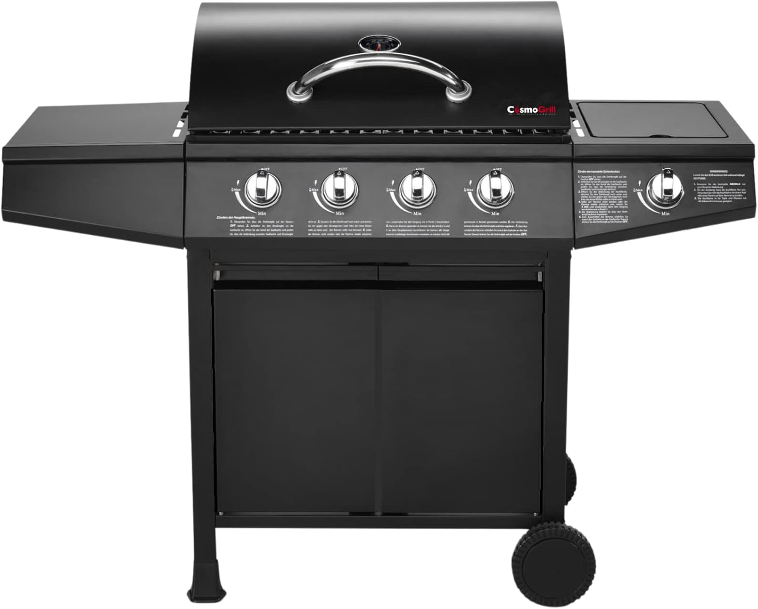 CosmoGrill 4+1 Series Gas BBQ with Side Barbecue Burner and Storage (4+1 BBQ wit...