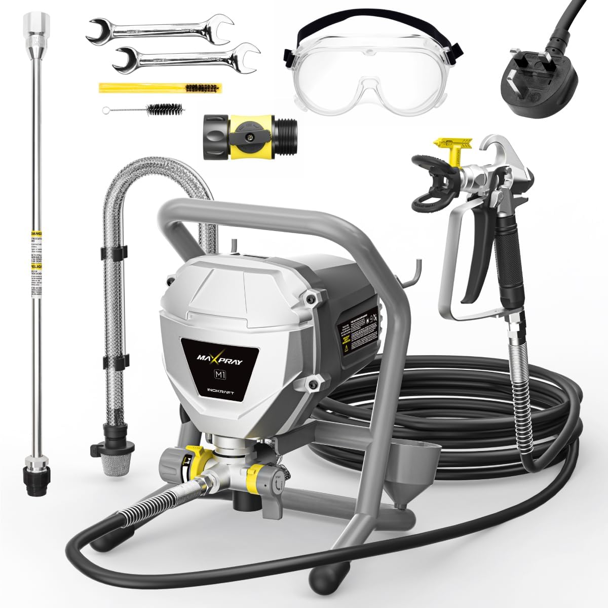 InoKraft MaXpray M1 Airless Paint Sprayer, 220V 466W High Efficiency, Thinning-F...