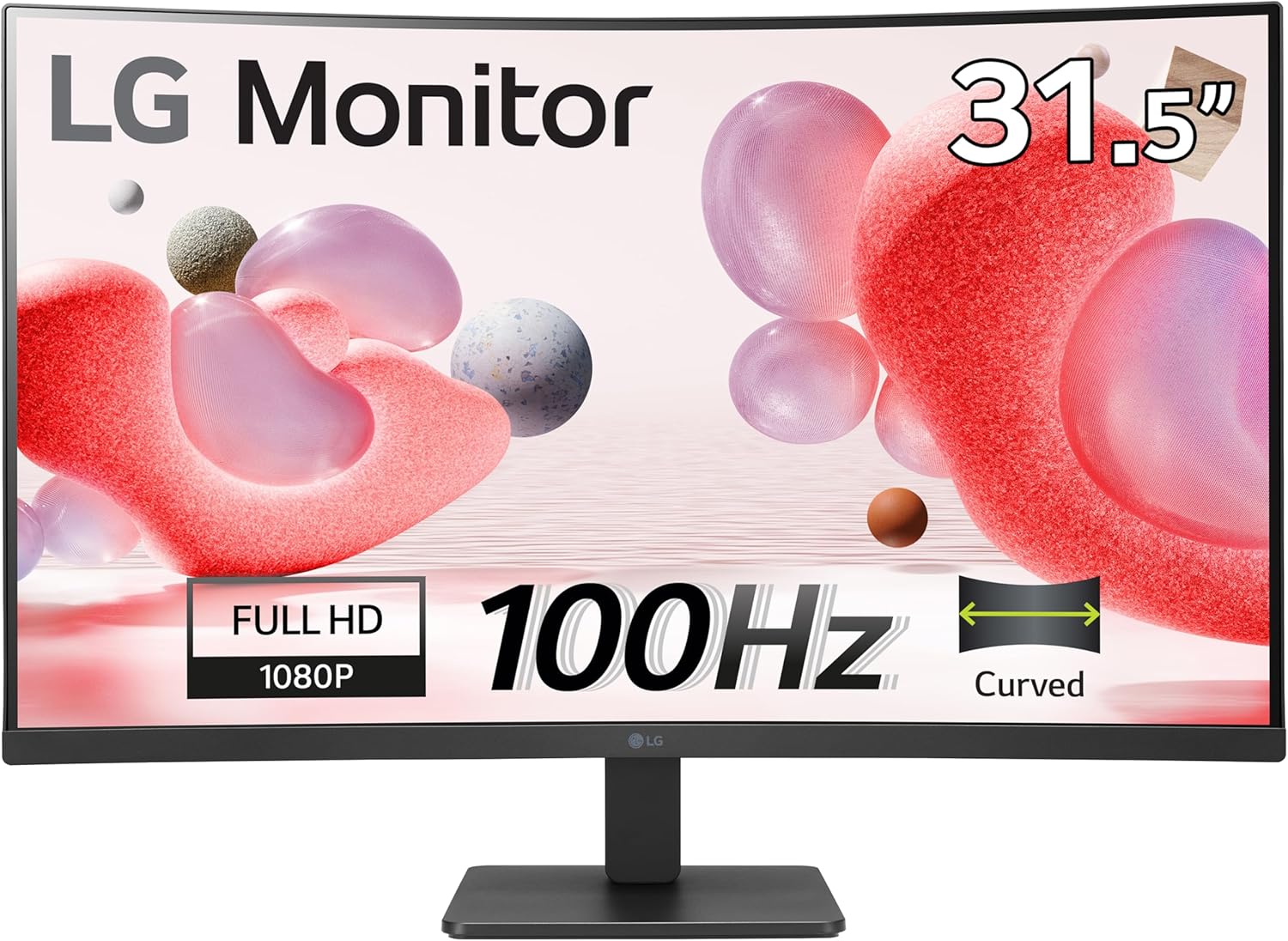 LG Electronics Curved Wide screen Monitor 32MR50C-B, 32 Inch, Full HD 1080p, 100...