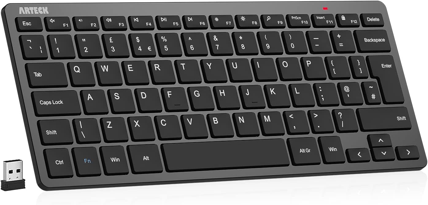 Arteck 2.4G Wireless Keyboard Ultra Slim and Compact Keyboard with Media Hotkeys...