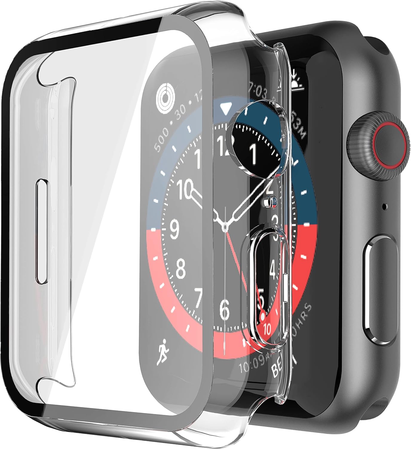 Piuellia 2 Pack Transparent Hard Case with Tempered Glass Screen Protector Compa...