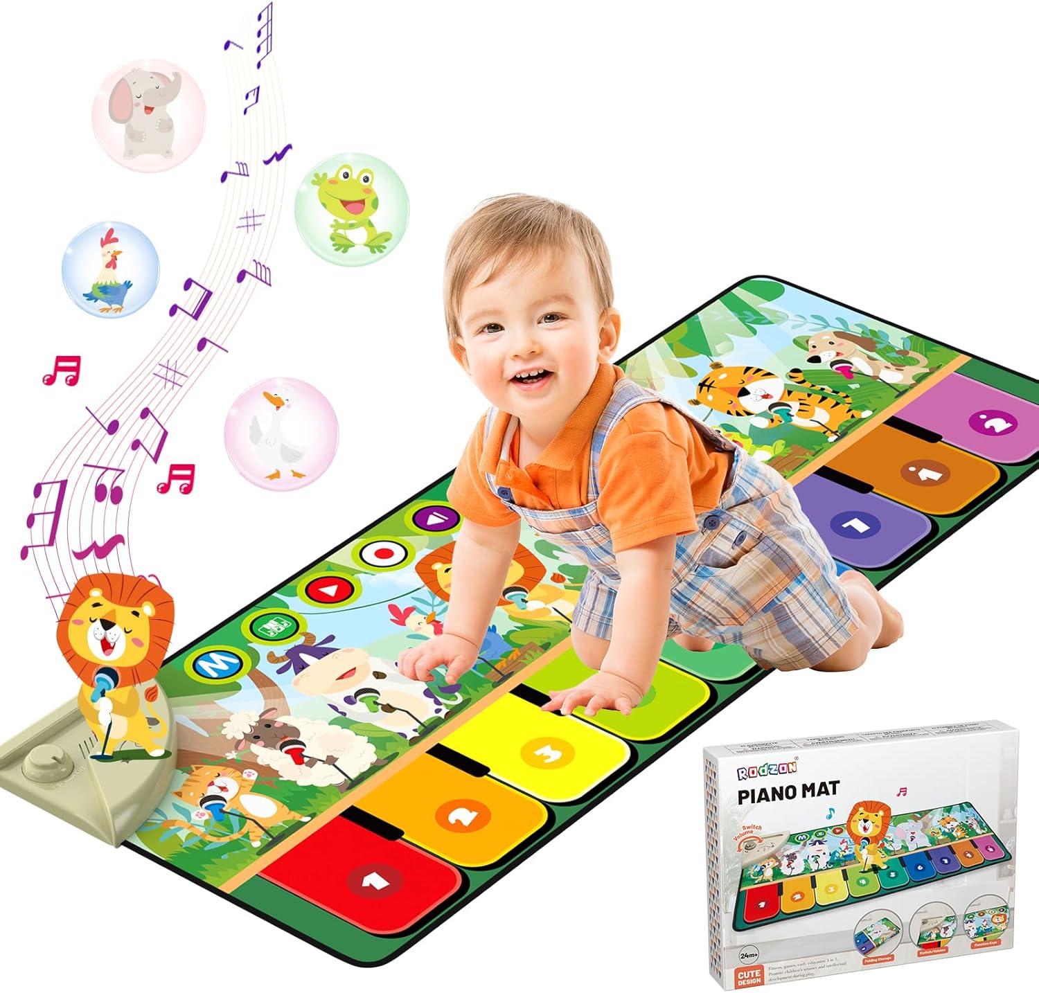 Rodzon Toys for 1-4 Year Old Boys Girls, Musical Play Mat with 9 Piano Keyboard,...