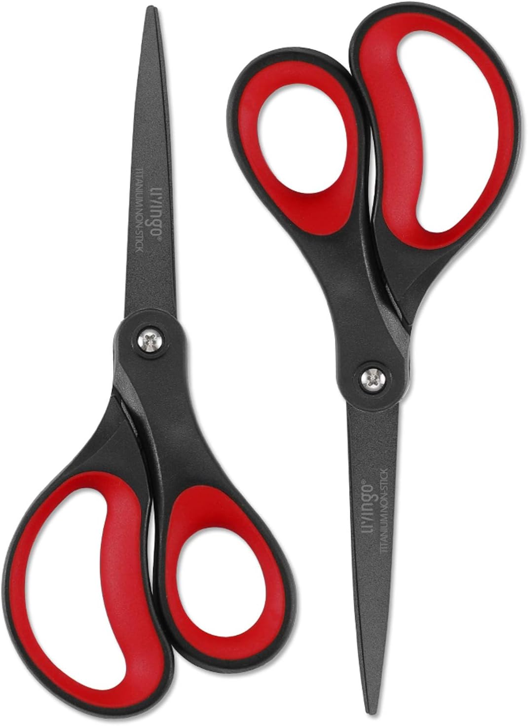 LIVINGO 2 Pack 8" Titanium Non-Stick Scissors, Professional Stainless Steel Comf...
