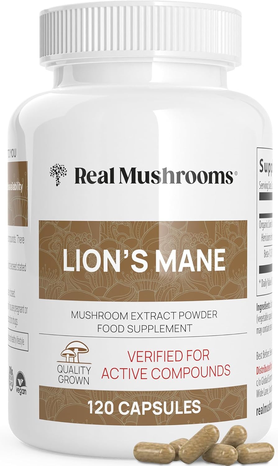 Lions Mane Brain and Focus Supplements - Mushroom Powder Extract Capsules - Non...