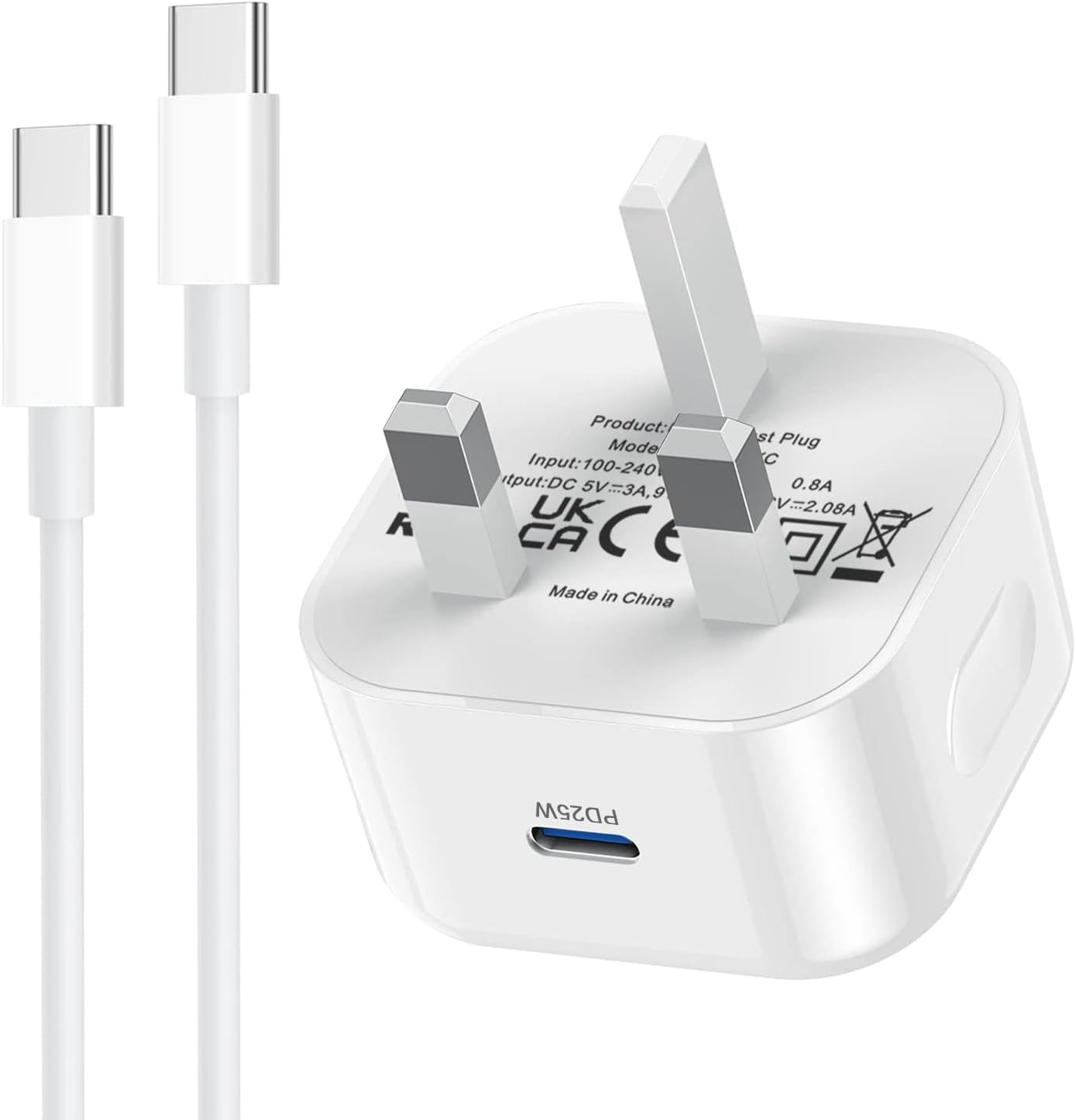 iPhone 16/15 Charger Plug and Cable,Samsung A14 Charger plug 25W PPS Fast USB C...