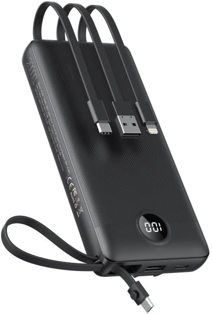 VEEKTOMX Power Bank with Built-in Cables, 20000mAh USB C Portable Charger with 5...